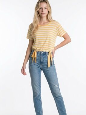 117. George Yellow and White Striped Tee
